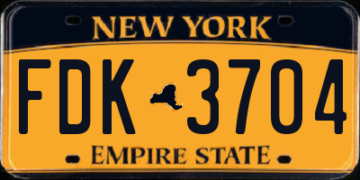 NY license plate FDK3704