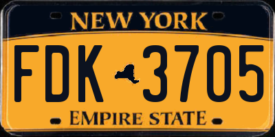 NY license plate FDK3705