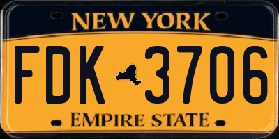 NY license plate FDK3706