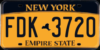 NY license plate FDK3720