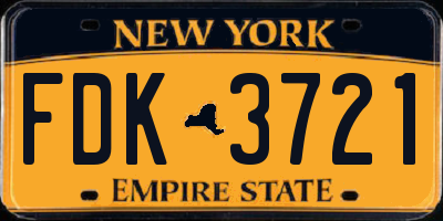 NY license plate FDK3721