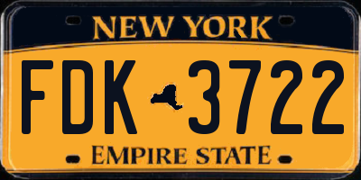 NY license plate FDK3722
