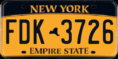 NY license plate FDK3726
