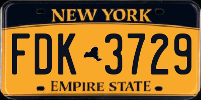 NY license plate FDK3729
