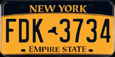 NY license plate FDK3734