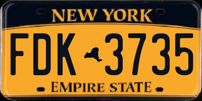NY license plate FDK3735