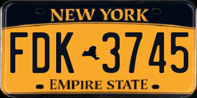 NY license plate FDK3745