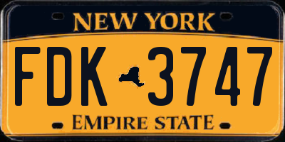 NY license plate FDK3747