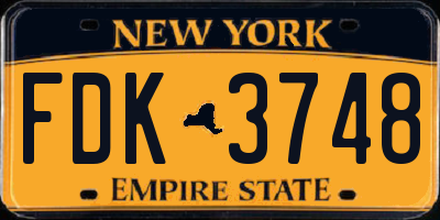 NY license plate FDK3748