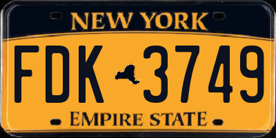 NY license plate FDK3749