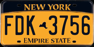 NY license plate FDK3756