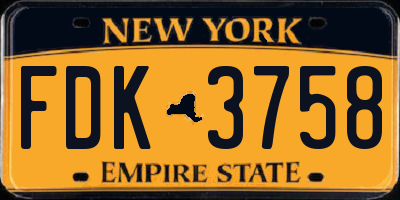 NY license plate FDK3758