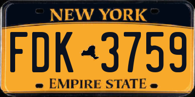 NY license plate FDK3759
