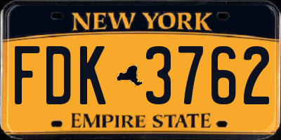 NY license plate FDK3762