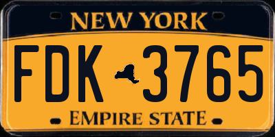NY license plate FDK3765