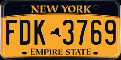NY license plate FDK3769