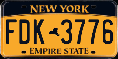 NY license plate FDK3776