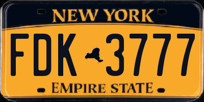 NY license plate FDK3777