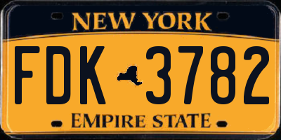 NY license plate FDK3782