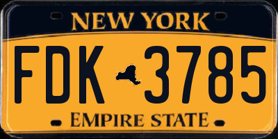 NY license plate FDK3785