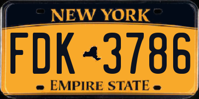 NY license plate FDK3786