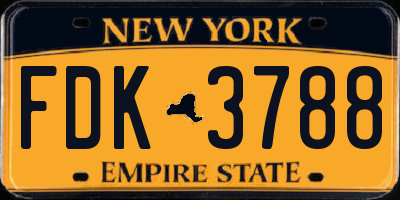 NY license plate FDK3788