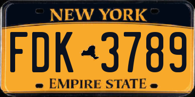 NY license plate FDK3789