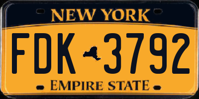 NY license plate FDK3792
