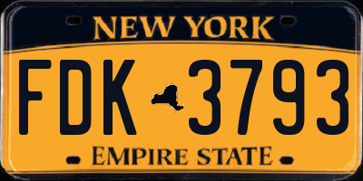 NY license plate FDK3793