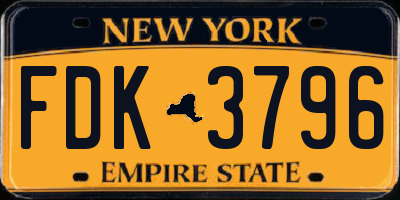 NY license plate FDK3796