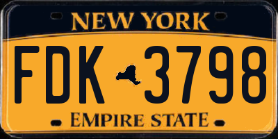 NY license plate FDK3798