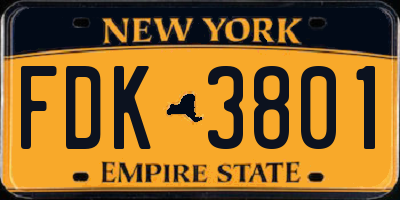 NY license plate FDK3801