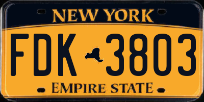 NY license plate FDK3803