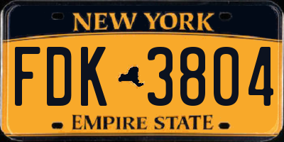 NY license plate FDK3804