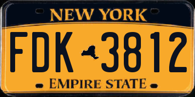 NY license plate FDK3812