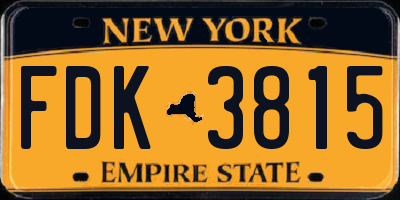 NY license plate FDK3815