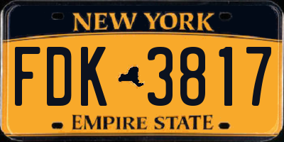 NY license plate FDK3817