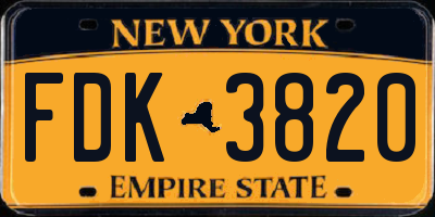 NY license plate FDK3820