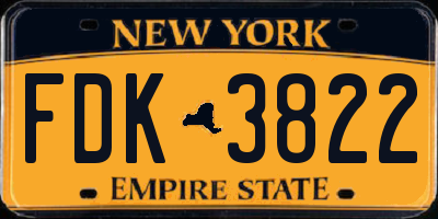 NY license plate FDK3822