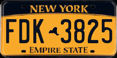 NY license plate FDK3825