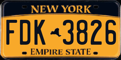 NY license plate FDK3826