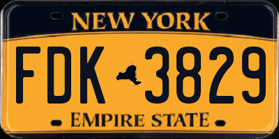 NY license plate FDK3829