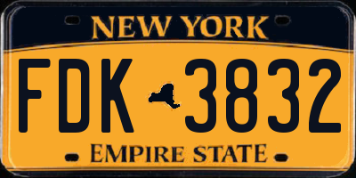 NY license plate FDK3832