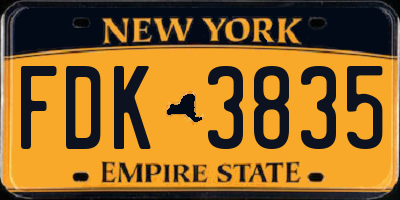 NY license plate FDK3835