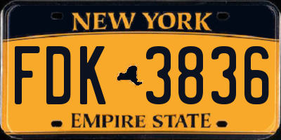 NY license plate FDK3836