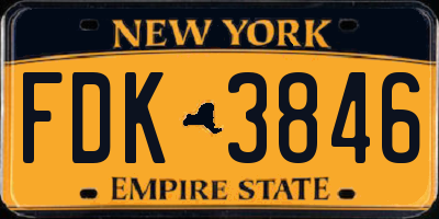 NY license plate FDK3846