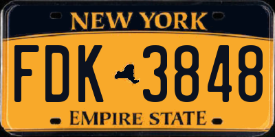 NY license plate FDK3848