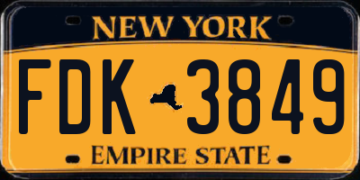 NY license plate FDK3849