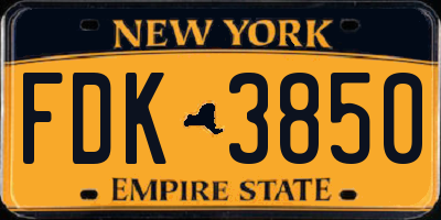 NY license plate FDK3850