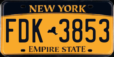 NY license plate FDK3853